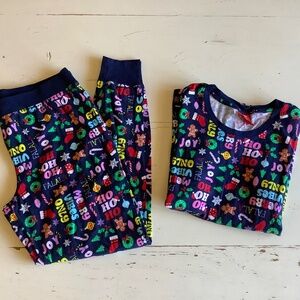 Macys Family Navy Cotton Knit Pajama Set HOLIDAY TOSS Merry Vibe Medium